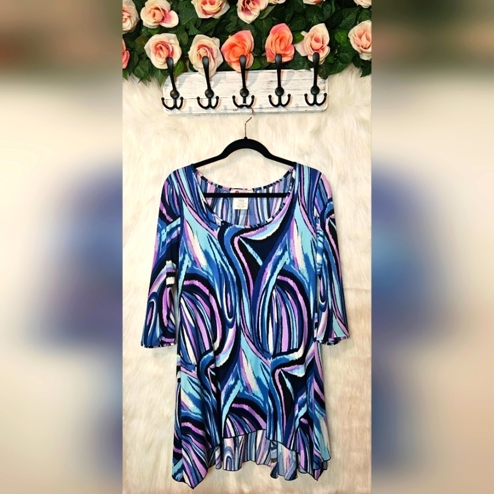 Aldila Retro Curved Hem Mini Dress Tunic (NWOT)